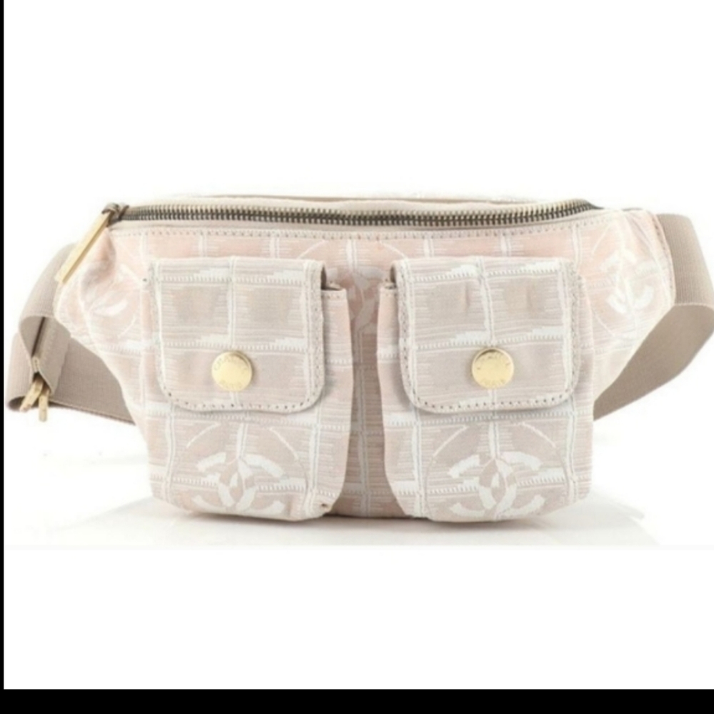 Chanel Travel Line Double Pocket Nylon Waist Bag Nylon